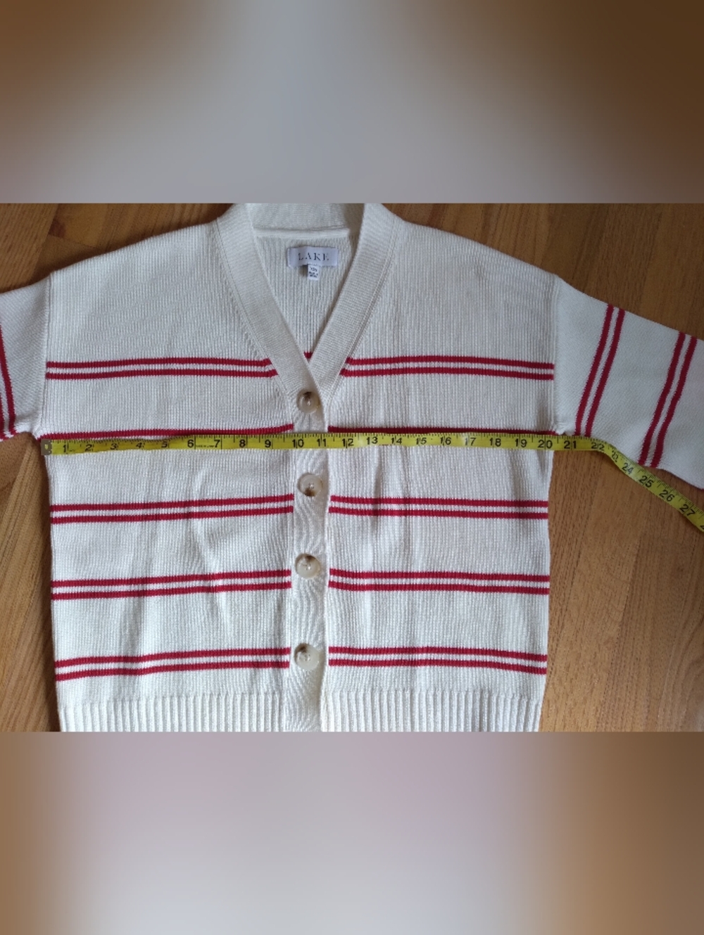 Lake Nora Cardigan White With Red Stripes - Picture 4 of 7